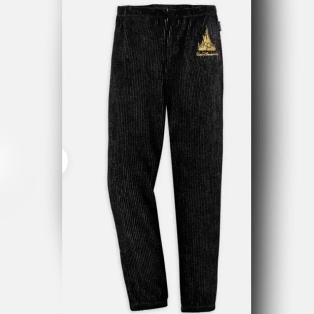Disney World 50th Anniversary Black Velour Lounge Pants